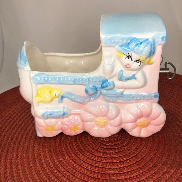 Vintage Nursery Themed Porcelain Music Box Decorative Planter Lot - Picture 9 of 16